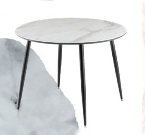 Стол "АРТУР" 100+39 см, Белый Мрамор (опоры чёрные матовые)