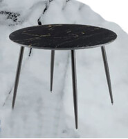 Стол "АРТУР" 100+39 см, Чёрный Мрамор (опоры чёрные матовые)