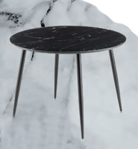 Стол "АРТУР" 100+39 см, Чёрный Мрамор (опоры чёрные матовые)