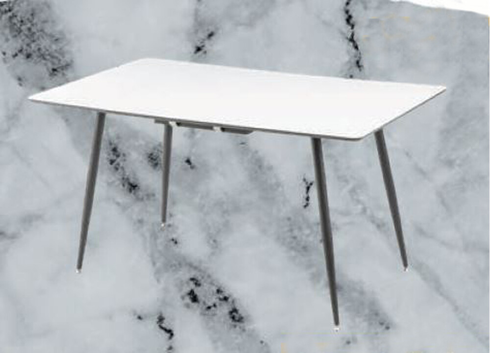 Стол "ВАВИЛОН" 140*80+40 см, Белый Жемчуг (опоры чёрные матовые)