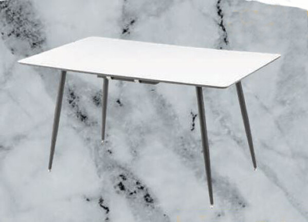 Стол "ВАВИЛОН" 140*80+40 см, Белый Жемчуг (опоры чёрные матовые)