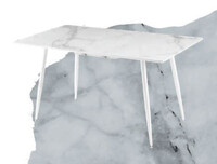 Стол "ВАВИЛОН" 140*80+40 см, Белый Мрамор (опоры белые матовые)