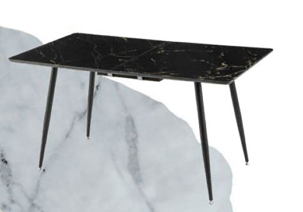 Стол "ВАВИЛОН" 140*80+40 см, Чёрный Мрамор (опоры чёрные матовые)