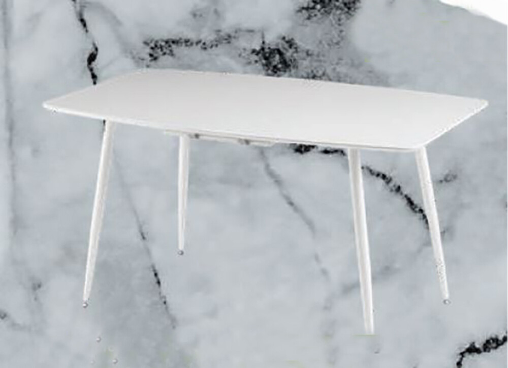 Стол "КАНЬОН" 140*80+40 см, Белый Жемчуг (опоры белые матовые)