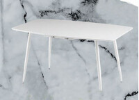 Стол "КАНЬОН" 140*80+40 см, Белый Жемчуг (опоры белые матовые)