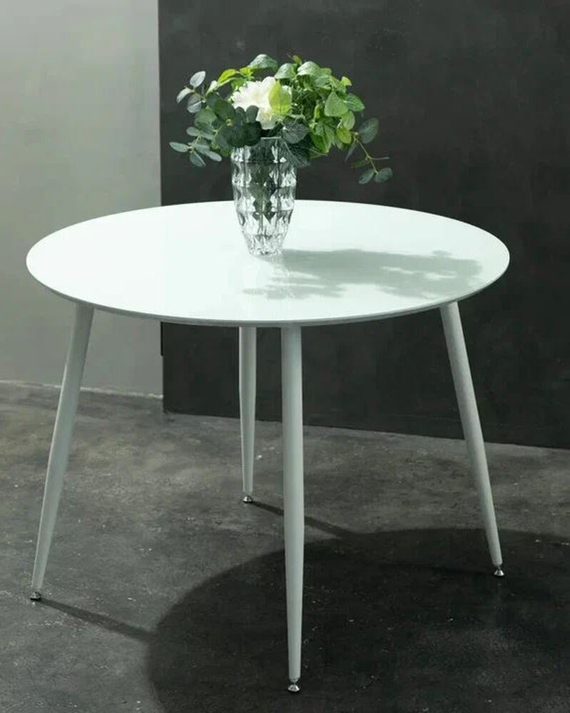 Стол "МАРС" 100 см Белый Жемчуг (опоры белые матовые)