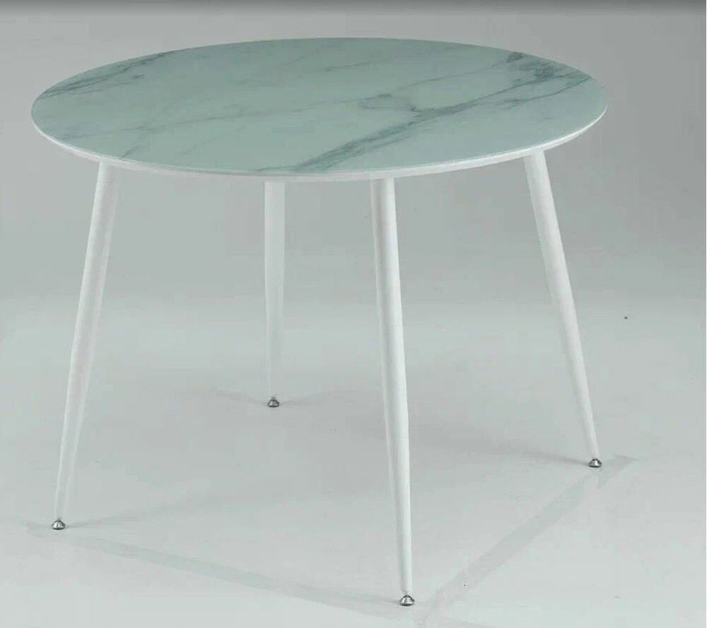 Стол "МАРС" 100 см Белый Мрамор (опоры белые матовые)