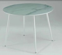 Стол "МАРС" 100 см Белый Мрамор (опоры белые матовые)