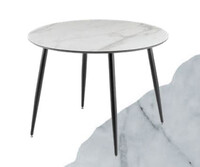 Стол "МАРС" 100 см Белый Мрамор (опоры чёрные матовые)