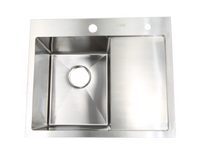 Мойка нерж врезная 580x480х230 т (3,0+1.2mm) сатин НМ 5848 L левая satin (+ сифон, коландер, дозатор мыла) AISI 304 