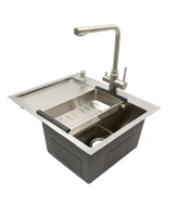 Мойка нерж врезная 580x480х230 т (3,0+1.2mm) сатин НМ 5848 R правая satin (+ сифон, коландер, дозатор мыла) AISI 304 