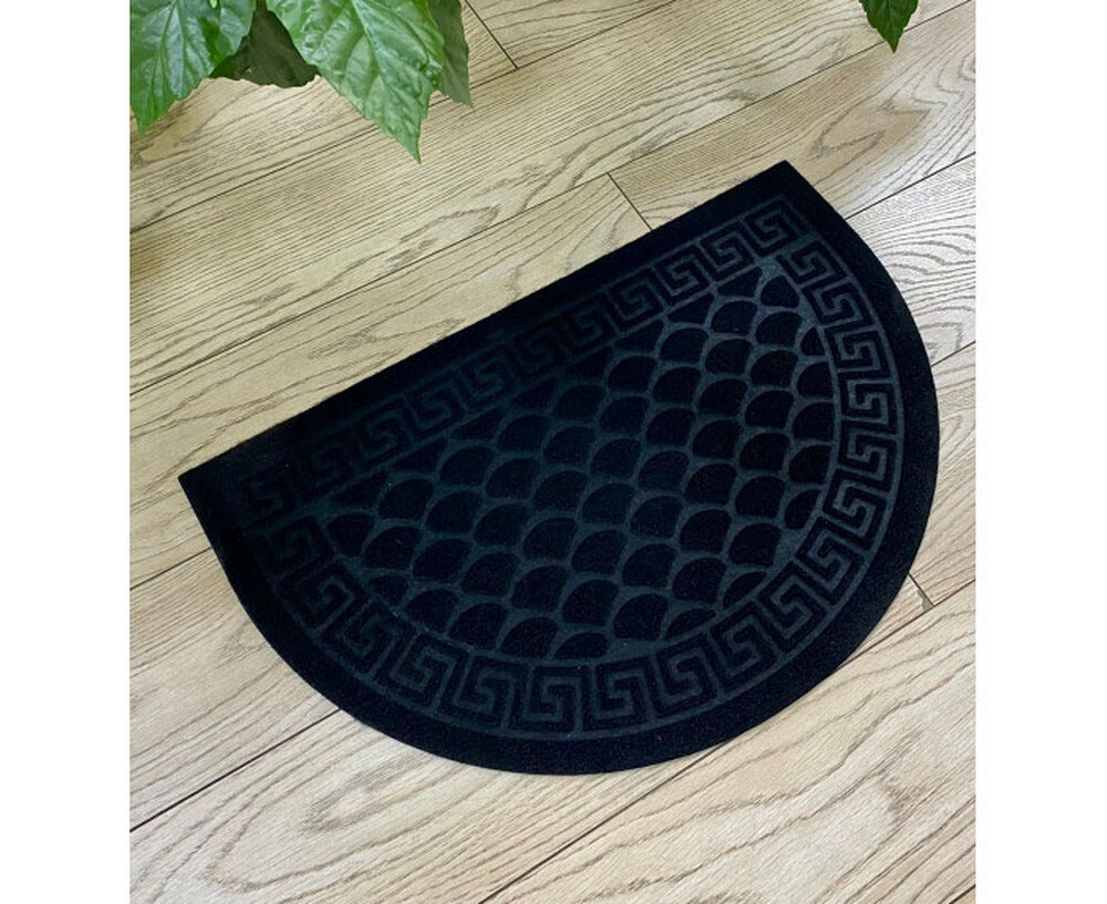 Коврик придверный влаговпитывающий "ЧЕШУЙКИ" полукруг 40*60 чёрный