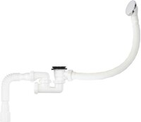 V672-18-MR Сифон для ванны регулируемый 1 1/2х40 с выпуском и переливом Aquant клик-клак утаплив. грибок мет., с гибкой трубой 40х40/50 автомат