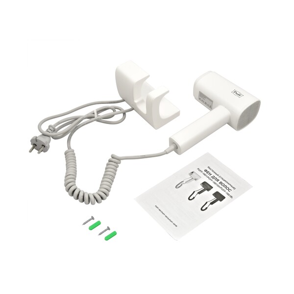 Фен для волос Puff-1601 настенный 1,6кВт белый/матовый