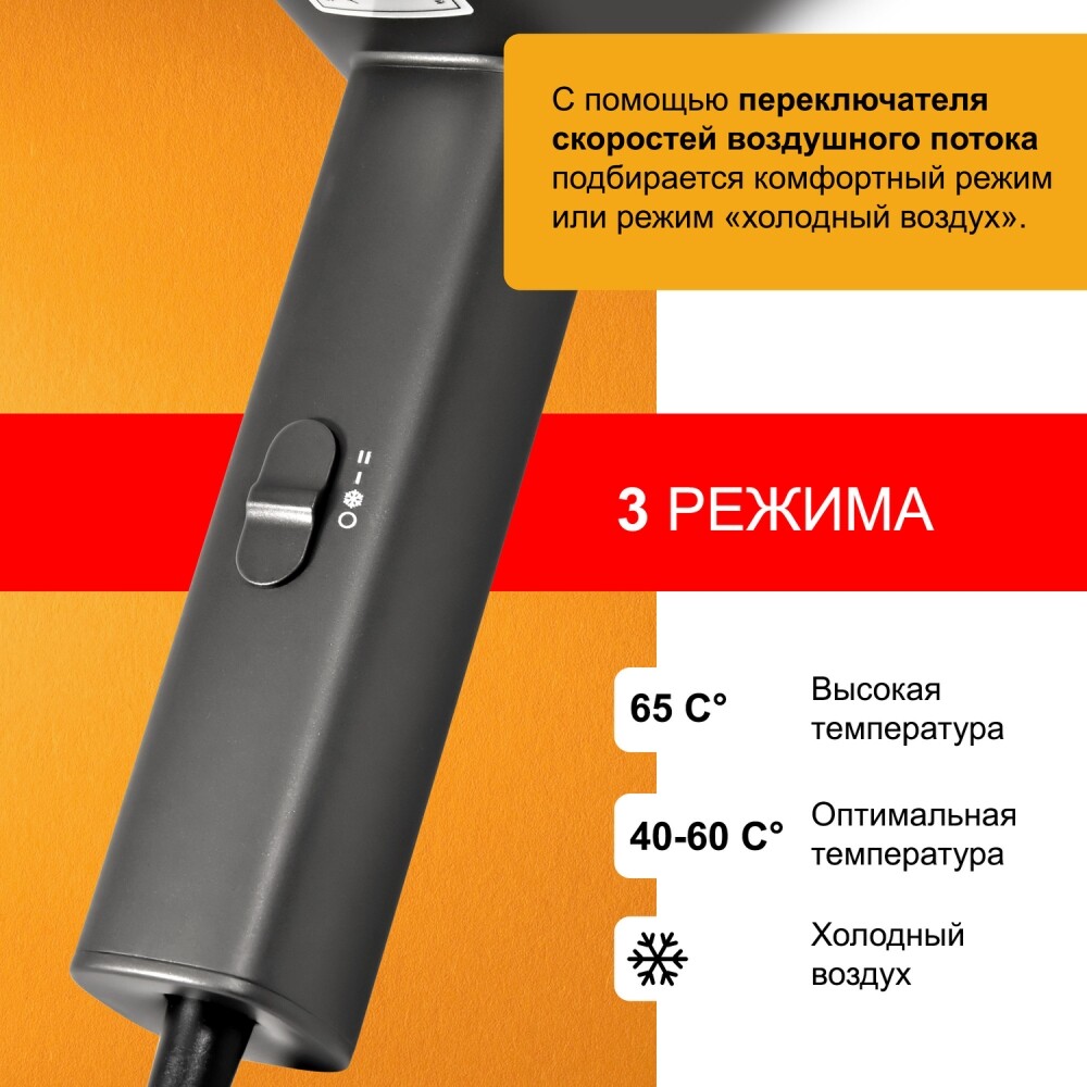 Фен для волос Puff-1601GR настенный 1,6кВт серый/матовый