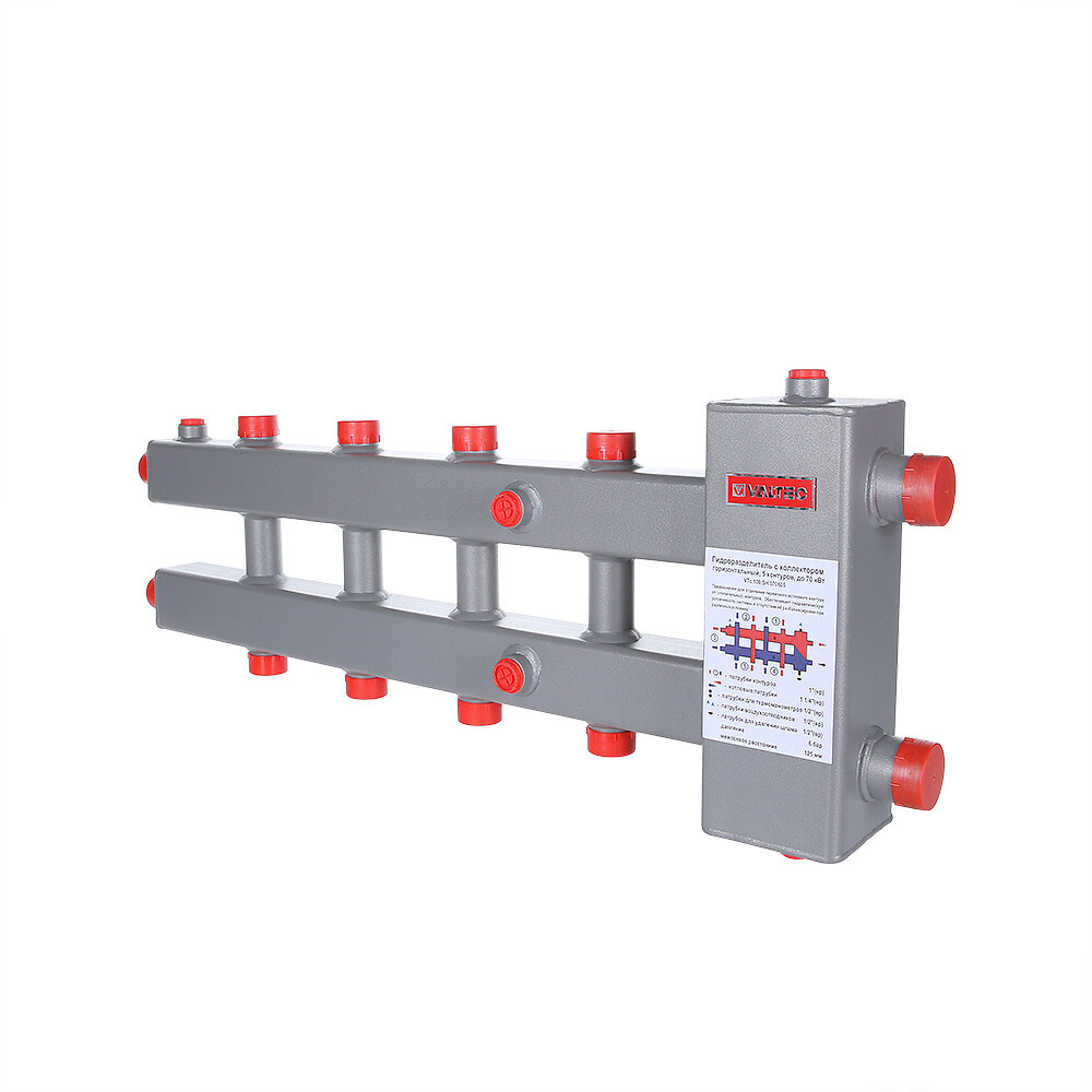 Гидроразделитель с колл., гориз., 5 контуров, до 70 кВт VTc.100.SH.070605