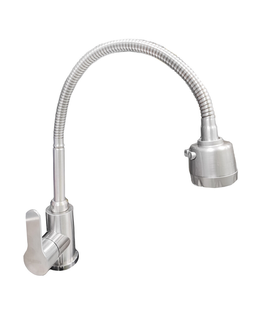 Смеситель кухня Lemen D35 (нержавейка, гибкий излив,гайка) G99303 