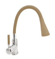 Смеситель Кухня Lemen D35 (бежевый гибкий излив,лейка-аэратор,гайка,цинк) LA-9022M 