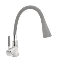 Смеситель Кухня Lemen D35 (серый гибкий излив,лейка-аэратор,гайка,цинк) LA-9022H