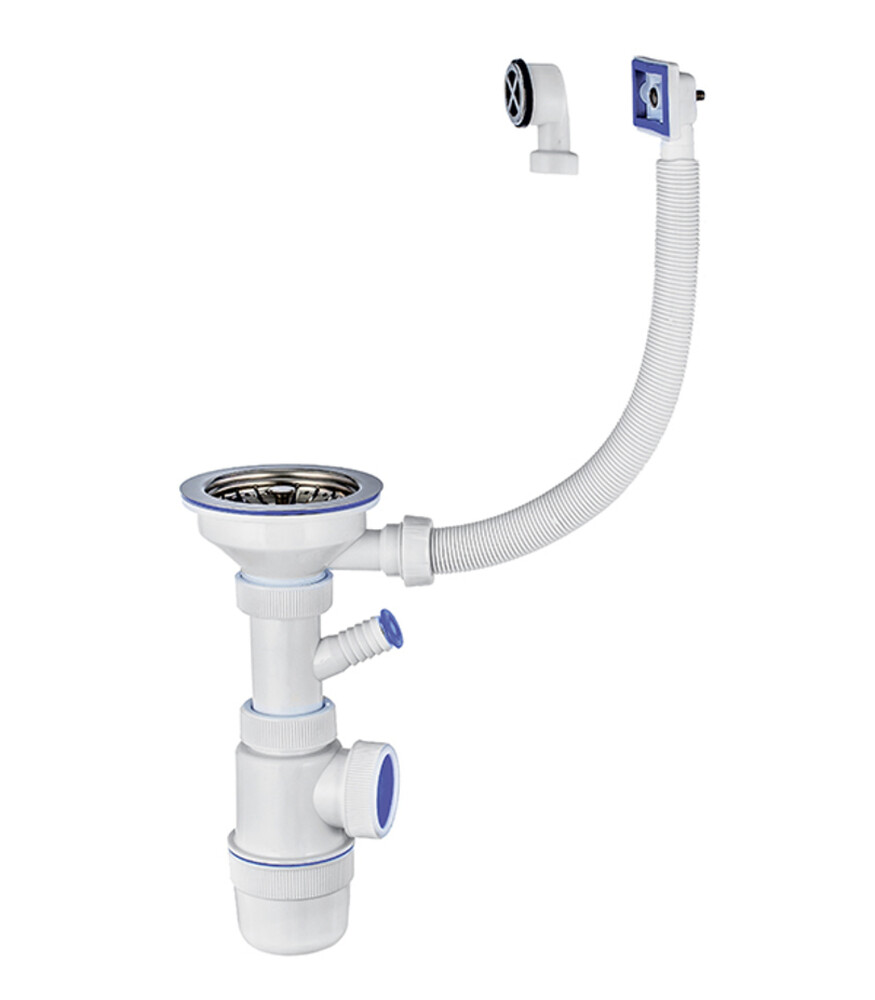 ВП 7089 Сифон"Элит"с нержчашкой д.112мм,отв.для СМ квад. и круг.перел.(31/2-40мм)