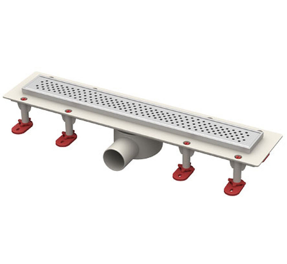 Трап линейный ABS-пластик, сухой + гидрозатвор, 70х 500мм (горизонт выпуск,ф50), нерж решетка типа A (волна) (ТП-55.1A-500)