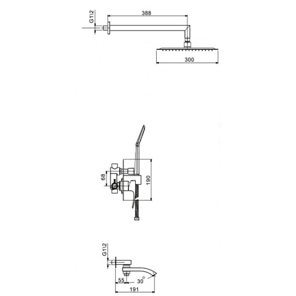 G7107-6 Смеситель Ванна GAPPO встроенный (черный)