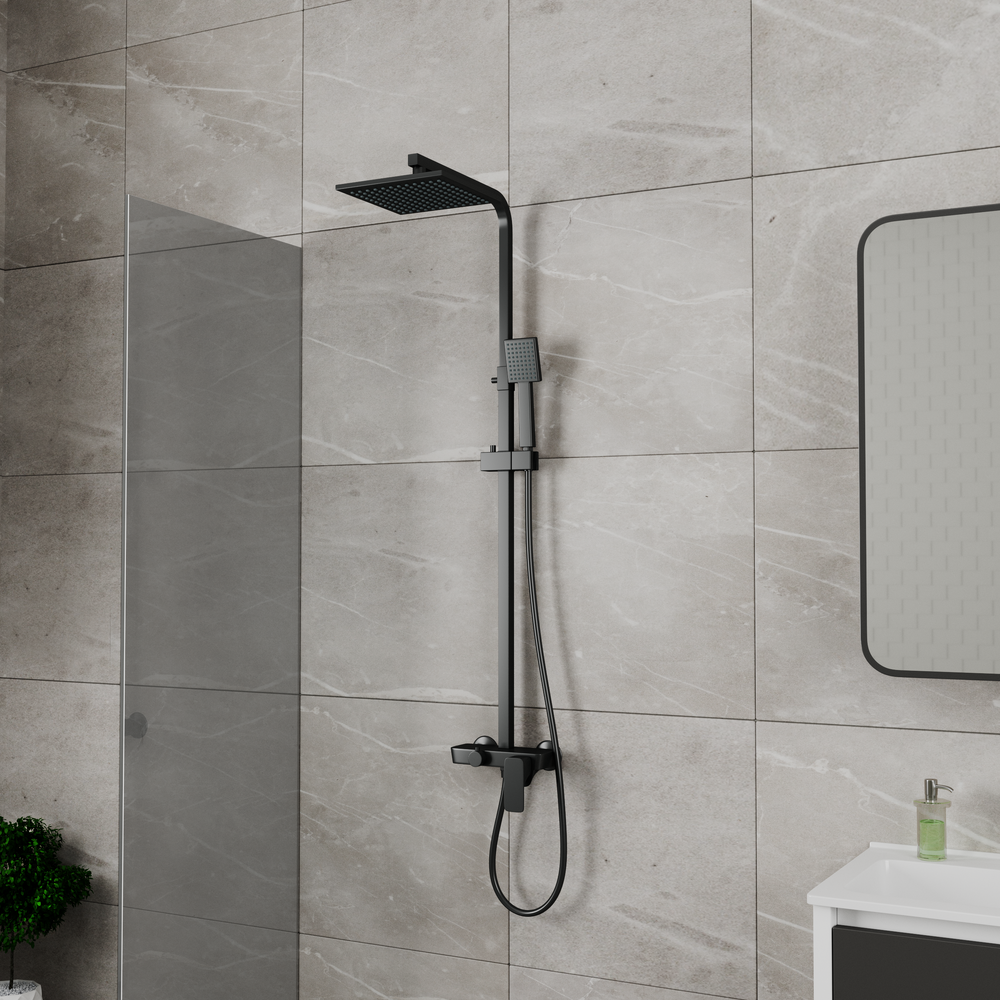 DA1433725A02 Душевая система 38,5к D&K лейка "Тропич. душ" ЧЕРНЫЙ матовый