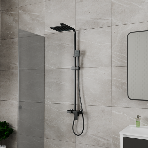 DA1433725A02 Душевая система 38,5к D&K лейка "Тропич. душ" ЧЕРНЫЙ матовый