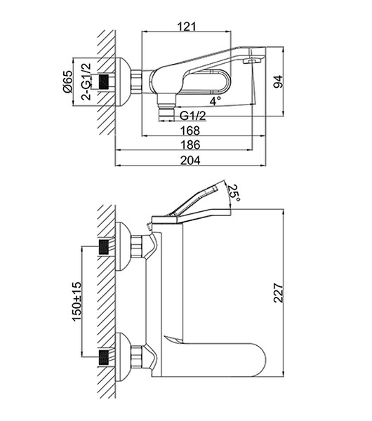 DA1063241 Смеситель д/ванны однорычажный, короткий излив