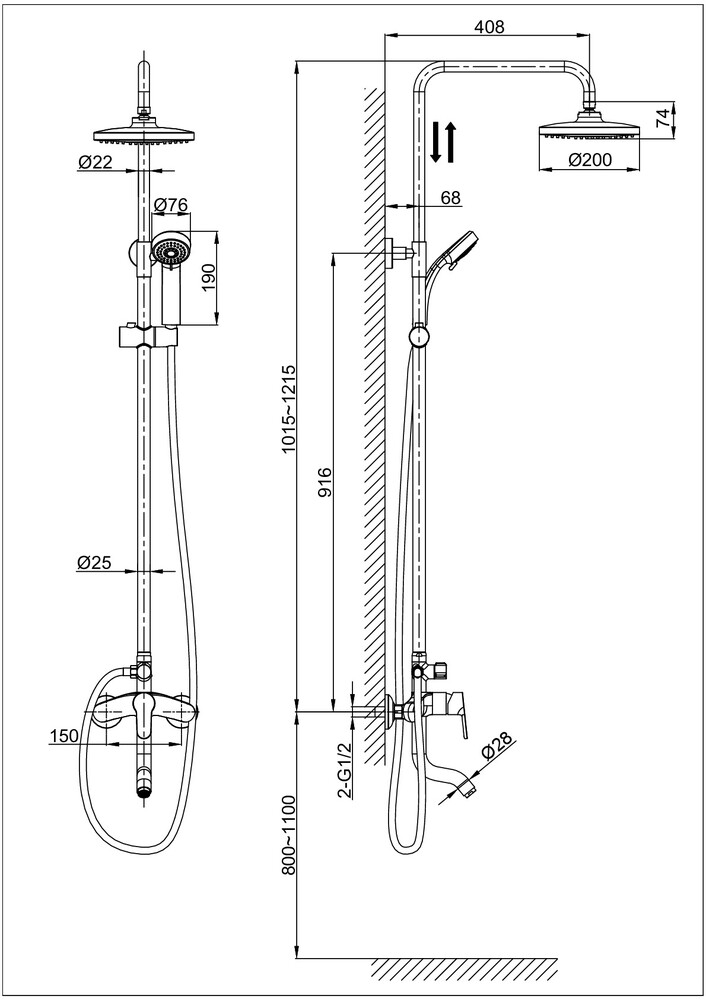 DA1393701B07 Душевая система 35к D&K лейка "Тропический душ" ХРОМ