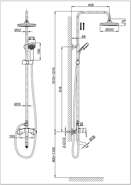 DA1393701B07 Душевая система 35к D&K лейка "Тропический душ" ХРОМ