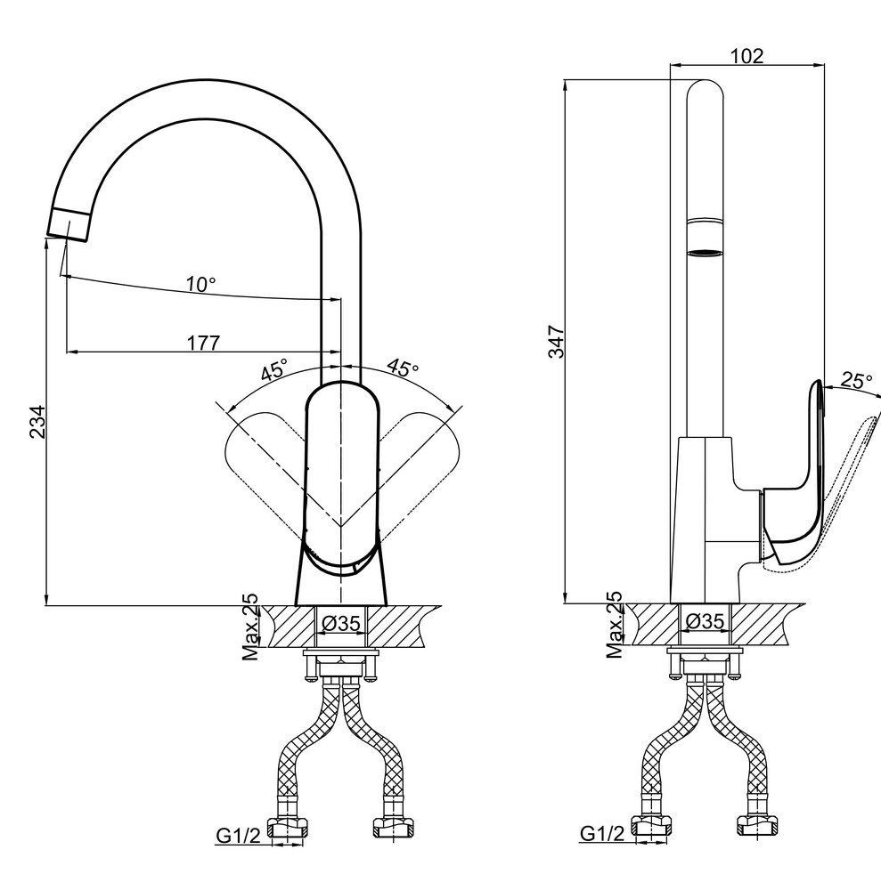 DA1022401 Смеситель для кухни