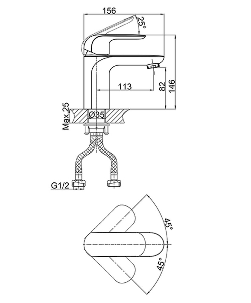 DA1022118 Смеситель для раковины, черный