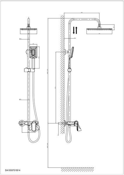 DA1033701B14 Душевая система 38,5к  D&K лейка "Тропический душ" ХРОМ
