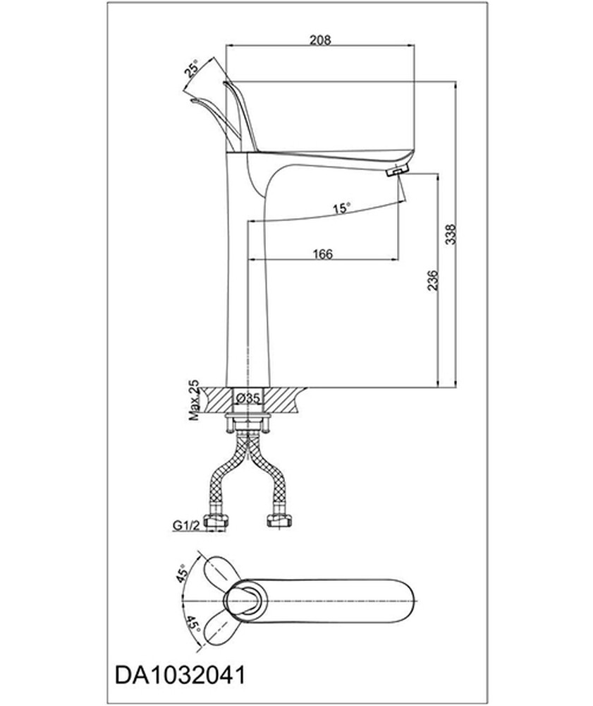 DA1032041 Смеситель для раковины, с высоким изливом