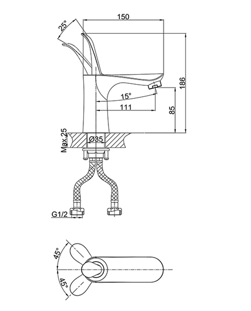 DA1032156 Смеситель для раковины, белый