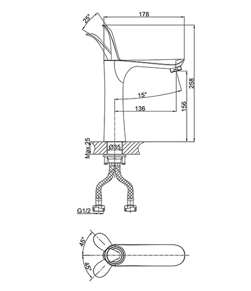 DA1032656 Смеситель для раковины, белый