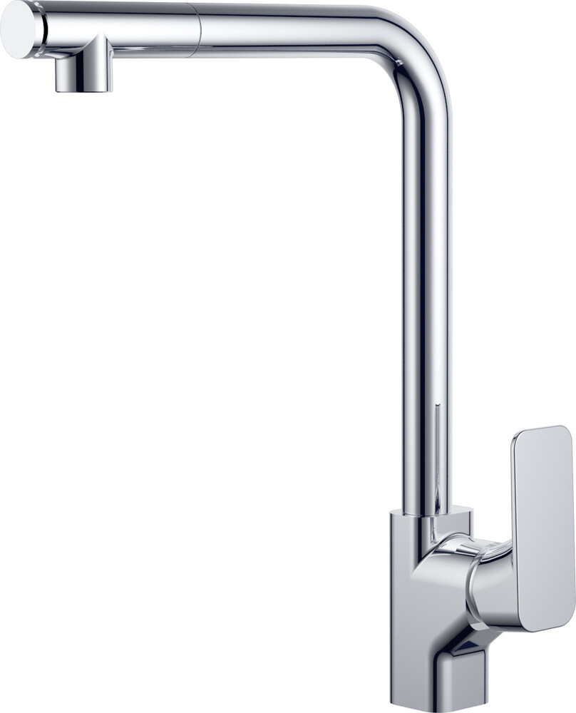 DA1432501 Смеситель д/кухни 38,5к D&K, высокий пов излив, с выдвижной лейкой, хром