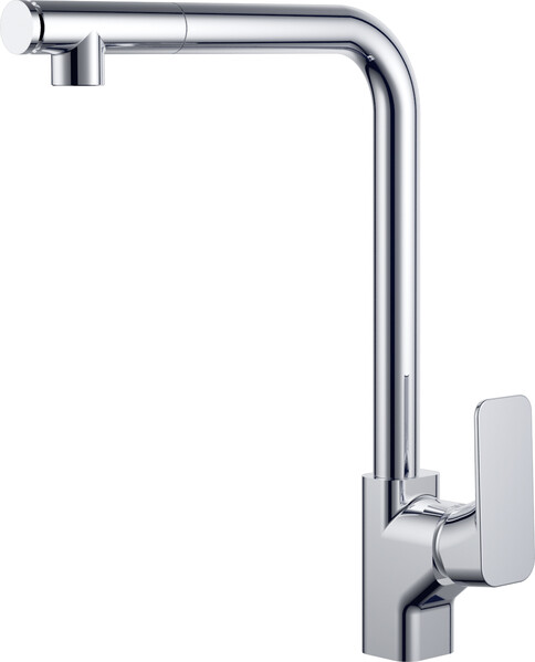 DA1432501 Смеситель д/кухни 38,5к D&K, высокий пов излив, с выдвижной лейкой, хром