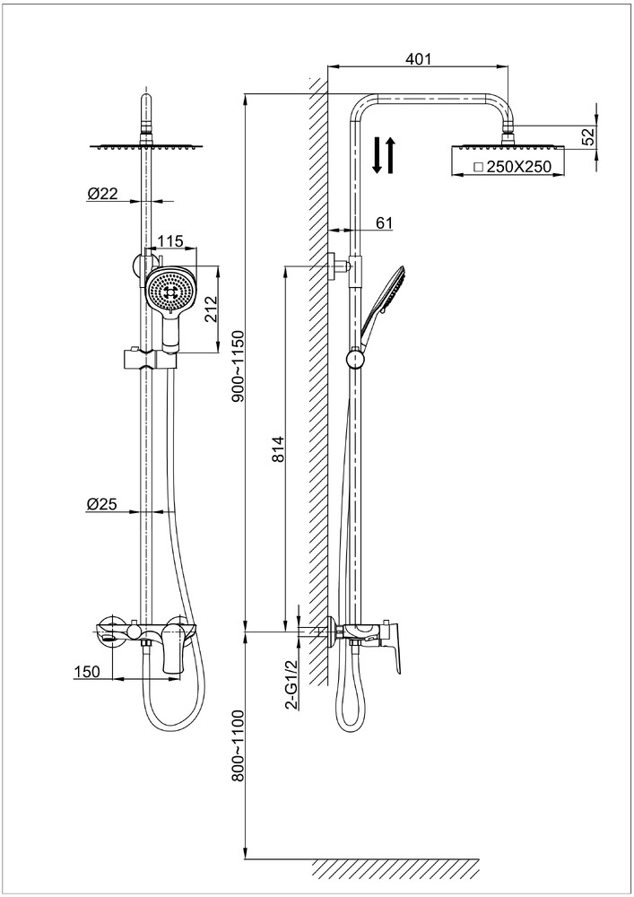 DA1273701B03 Душевая система 38,5к D&K лейка "Тропический душ" ХРОМ