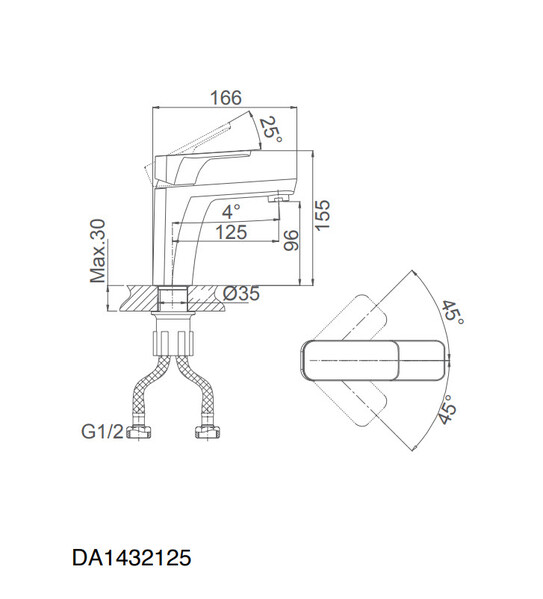 DA1432125 Смеситель для раковины 38,5к D&K  Berlin.Technische  черный матовый
