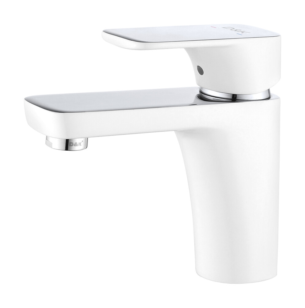 DA1432116 Смеситель д/раковины 38,5к D&K однорычажный, хром/белый