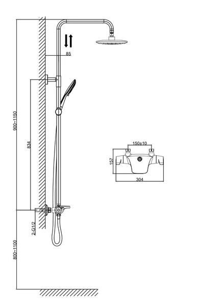 DA2143741B14 Душевая система термостатическая D&K ХРОМ