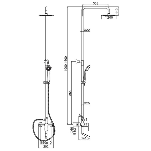 72418 Душевая система LEDEME НЕРЖАВЕЙКА
