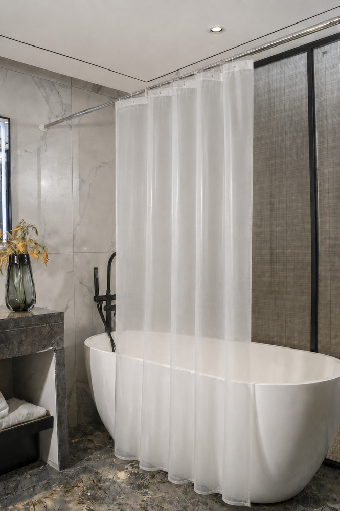 Штора д/ванн SANTREK HOME 180х180 PEVA 60050 с кольцами Прозрачный МАТОВЫЙ (П210)