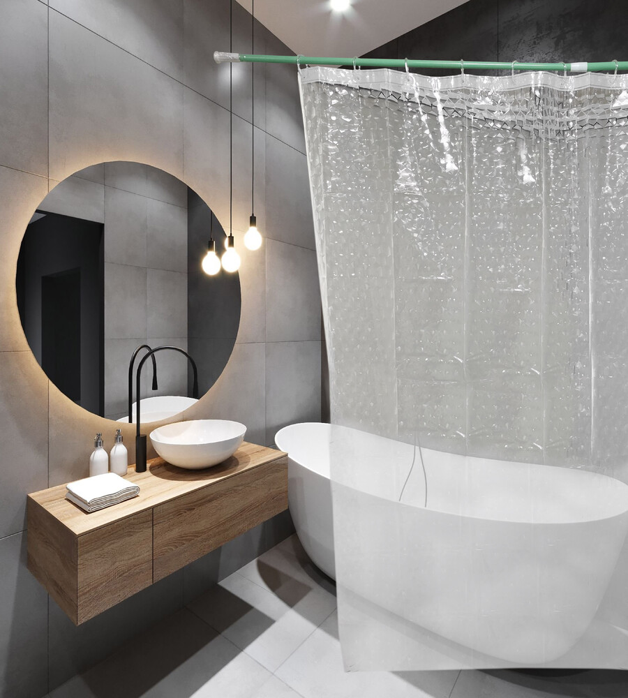 Штора д/ванн SANTREK HOME 180х180 PEVA 30001 с кольцами 3D  Водяной куб (П216)