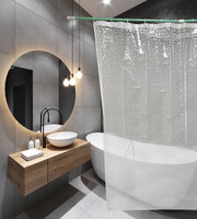 Штора д/ванн SANTREK HOME 180х180 PEVA 30001 с кольцами 3D  Водяной куб (П216)