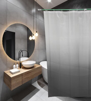 Штора д/ванн SANTREK HOME 180х180 PEVA 60697 с кольцами Градиент чёрно-белый (П214)