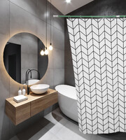 Штора д/ванн SANTREK HOME 180х180 ФОТОПРИНТ Polyester 200311 с кольцами Серый узор (П221)