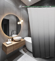 Штора д/ванн SANTREK HOME 180х180 ФОТОПРИНТ Polyester 20135 с кольцами Чёрный градиент (П224)